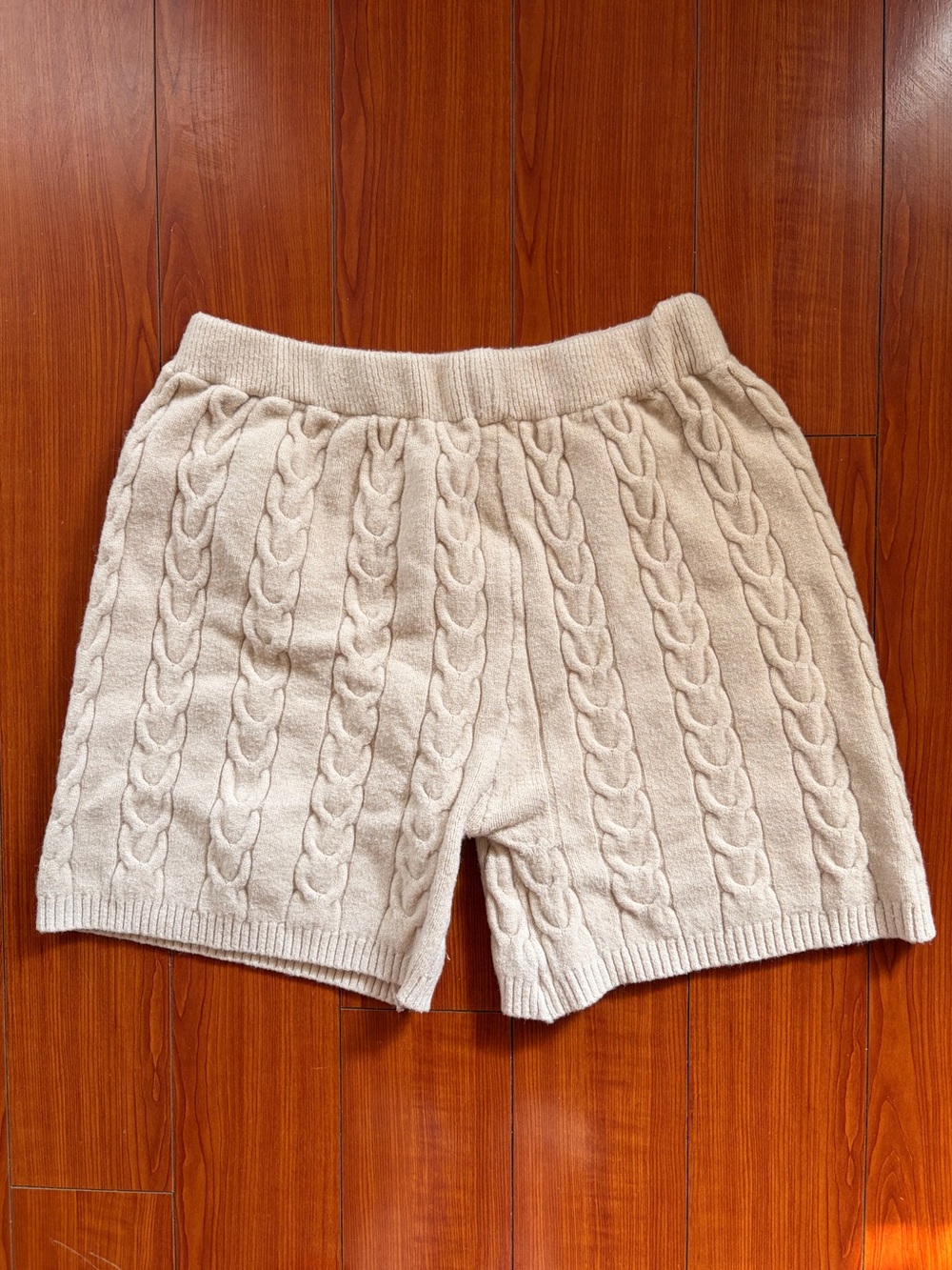 Nasty Gal Cream Ribbed Cable Knit Lounge Shorts